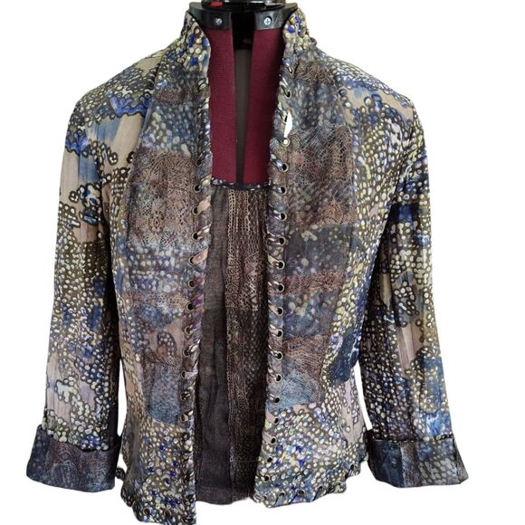 Vintage Alberto Makali Sleeveless Blouse and Jacket Size 6 Bejeweled Geometric - Picture 1 of 14